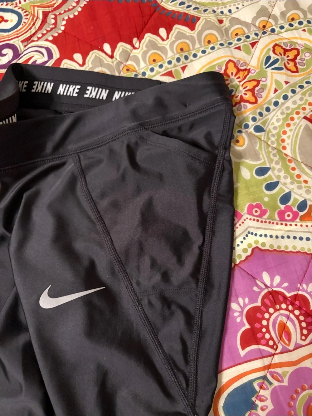 Women’s Nike Black Leggings with White Swoosh Logo